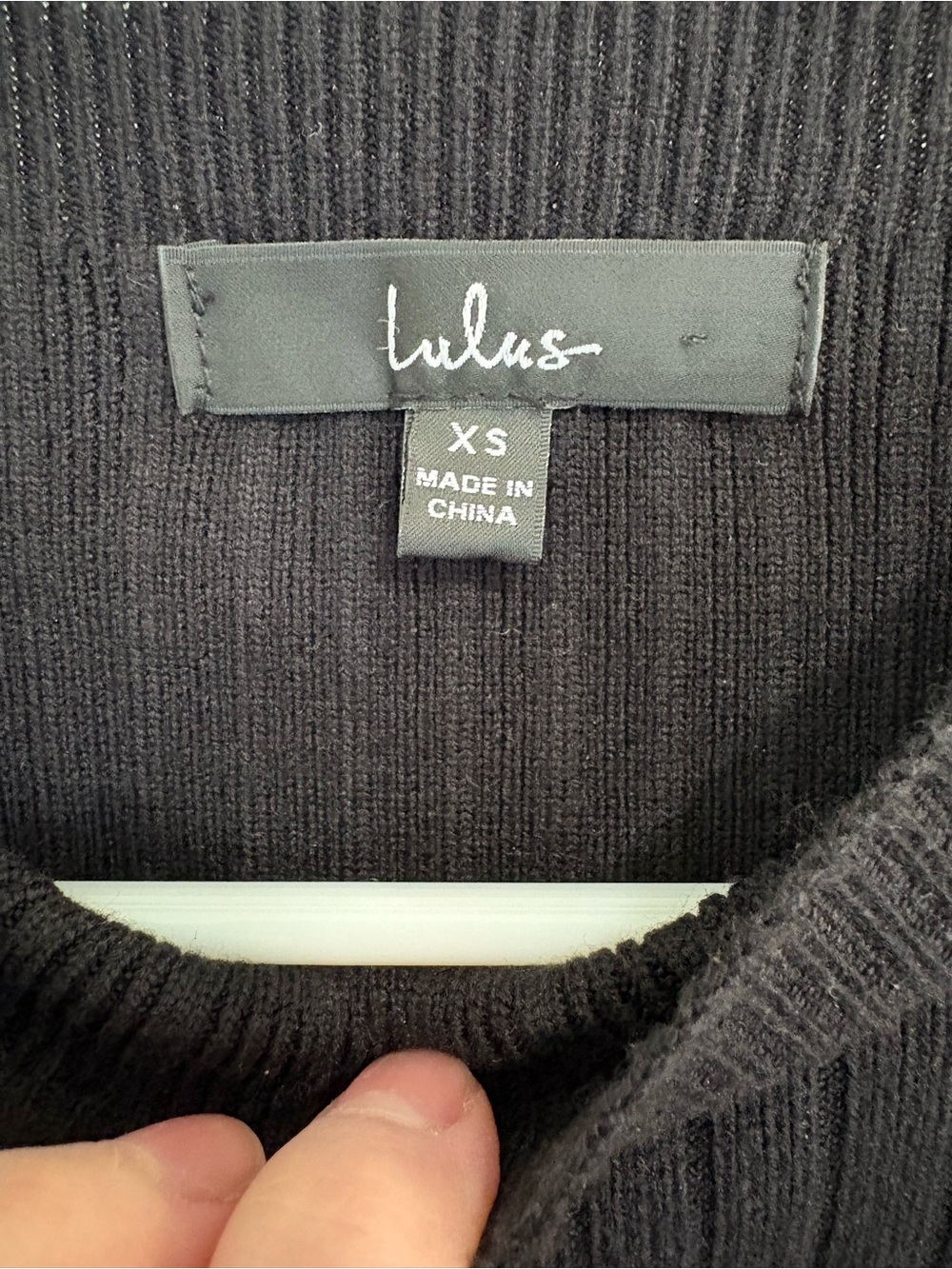 Lulu's Black Ribbed Cropped Crewneck Sweater - Picture 3 of 3